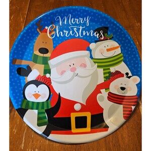 Merry Christmas Holiday Tray Platter Cookie Plate Dessert Serving Santa Decor